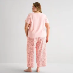 Liz Claiborne Womens Short Sleeve Plus Pajama Set