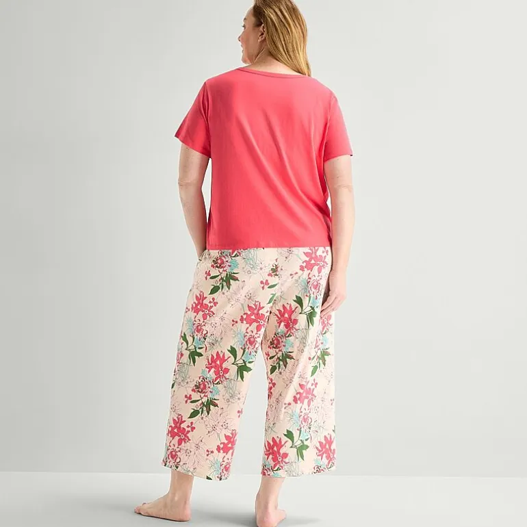 Liz Claiborne Womens Short Sleeve Plus Pajama Set