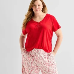 Liz Claiborne Womens Short Sleeve Plus Pajama Set