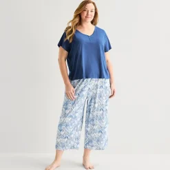 Liz Claiborne Womens Short Sleeve Plus Pajama Set