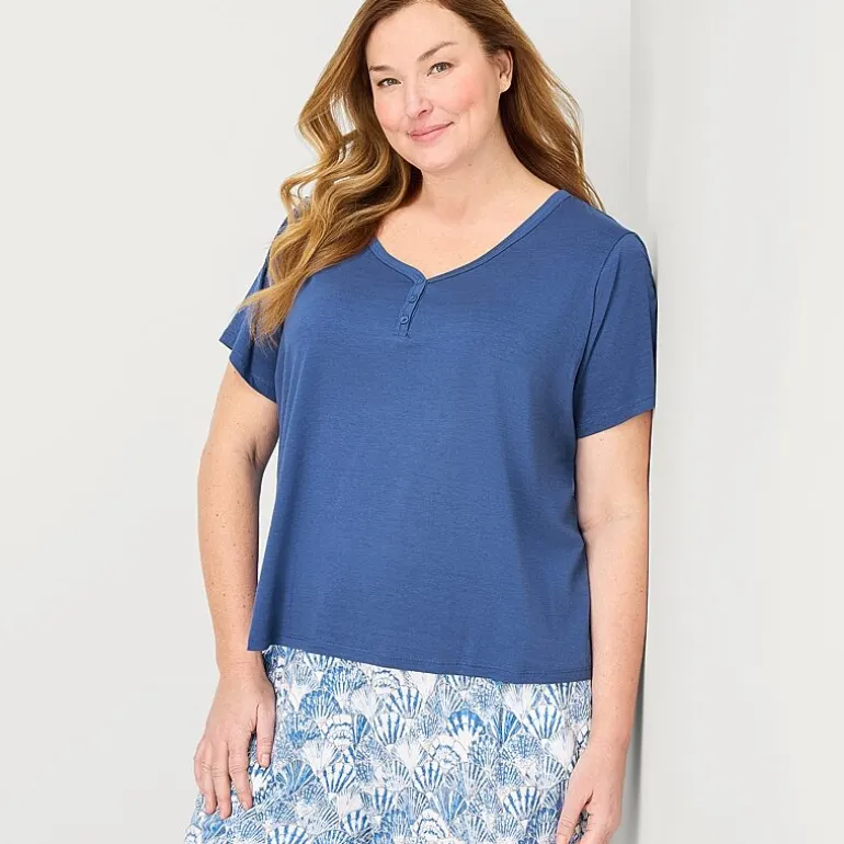Liz Claiborne Womens Short Sleeve Plus Pajama Set