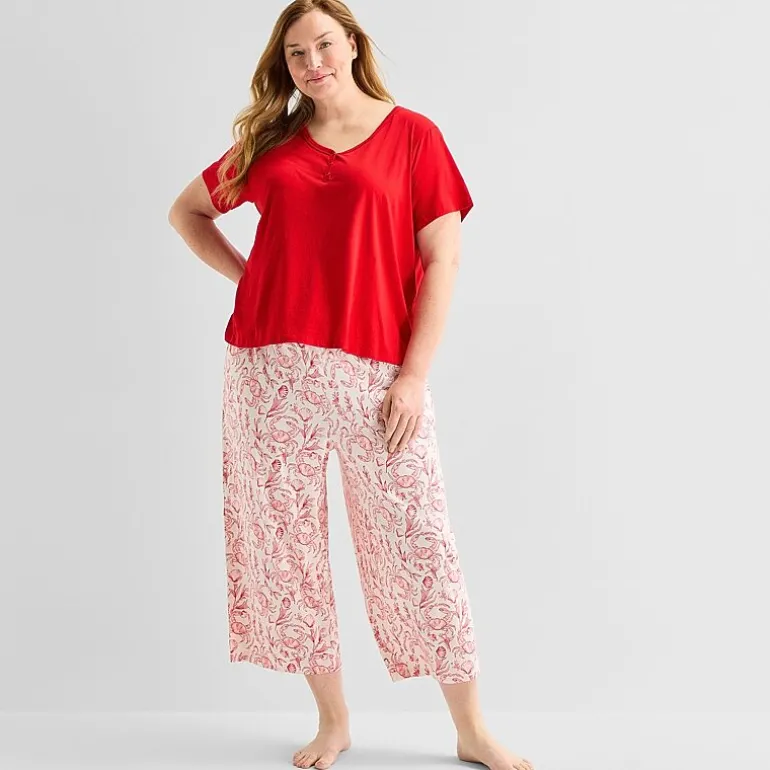 Liz Claiborne Womens Short Sleeve Plus Pajama Set