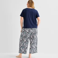 Liz Claiborne Womens Short Sleeve Plus Pajama Set