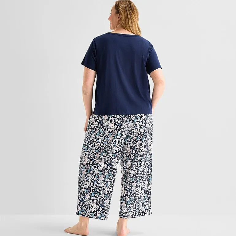 Liz Claiborne Womens Short Sleeve Plus Pajama Set