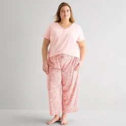 Liz Claiborne Womens Short Sleeve Plus Pajama Set