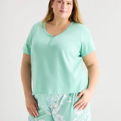Liz Claiborne Womens Short Sleeve Plus Pajama Set