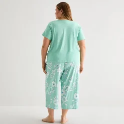 Liz Claiborne Womens Short Sleeve Plus Pajama Set