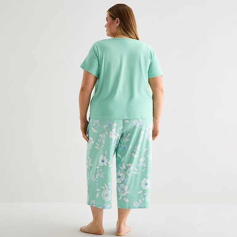 Liz Claiborne Womens Short Sleeve Plus Pajama Set