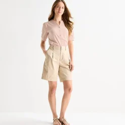 Liz Claiborne Womens Split Crew Neck Elbow Sleeve Blouse
