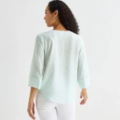 Liz Claiborne Womens Split Crew Neck 3/4 Sleeve Tunic Top