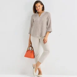 Liz Claiborne Womens Split Crew Neck 3/4 Sleeve Tunic Top