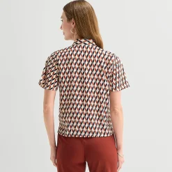 Liz Claiborne Womens Split Tie Neck Short Sleeve Blouse