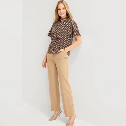 Liz Claiborne Womens Split Tie Neck Short Sleeve Blouse