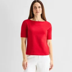 Liz Claiborne Womens Tall Boat Neck Short Sleeve Blouse