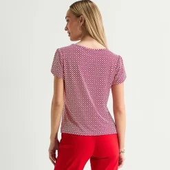 Liz Claiborne Womens Tall Boat Neck Short Sleeve Blouse