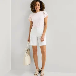 Liz Claiborne Womens Tall Boat Neck Short Sleeve Blouse