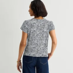 Liz Claiborne Womens Tall Boat Neck Short Sleeve Blouse