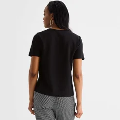 Liz Claiborne Womens Tall Crew Neck Short Sleeve Blouse