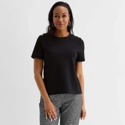 Liz Claiborne Womens Tall Crew Neck Short Sleeve Blouse