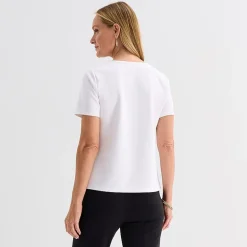 Liz Claiborne Womens Tall Crew Neck Short Sleeve Blouse