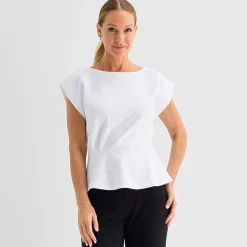 Liz Claiborne Womens Tall Crew Neck Short Sleeve Peplum Top