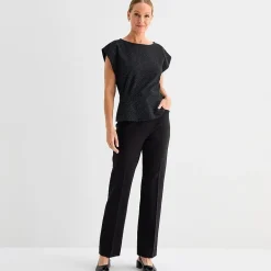 Liz Claiborne Womens Tall Crew Neck Short Sleeve Peplum Top