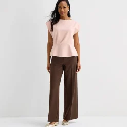 Liz Claiborne Womens Tall Crew Neck Short Sleeve Peplum Top