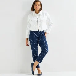 Liz Claiborne Womens Tall Denim Midweight Cropped Jacket