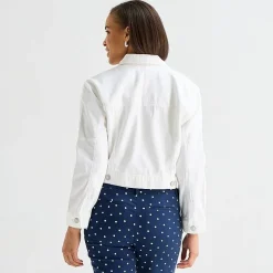 Liz Claiborne Womens Tall Denim Midweight Cropped Jacket