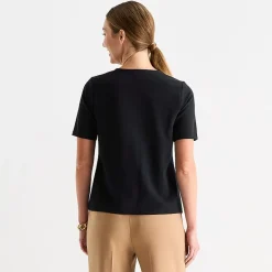 Liz Claiborne Womens Tall Keyhole Neck Short Sleeve Blouse