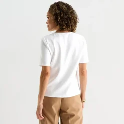 Liz Claiborne Womens Tall Keyhole Neck Short Sleeve Blouse