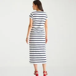 Liz Claiborne Womens Tall Midi Crew Neck Short Sleeve Sheath Dress