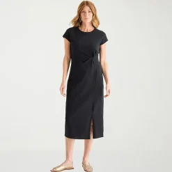 Liz Claiborne Womens Tall Midi Crew Neck Short Sleeve Sheath Dress