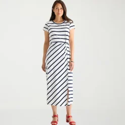 Liz Claiborne Womens Tall Midi Crew Neck Short Sleeve Sheath Dress
