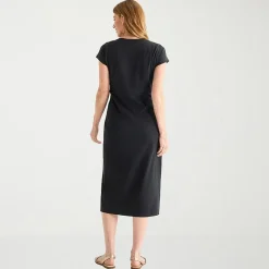 Liz Claiborne Womens Tall Midi Crew Neck Short Sleeve Sheath Dress