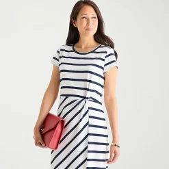 Liz Claiborne Womens Tall Midi Crew Neck Short Sleeve Sheath Dress