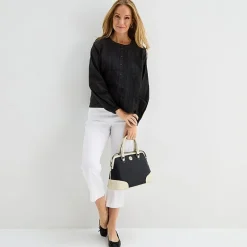 Liz Claiborne Womens Tall Round Neck Long Sleeve Blouse