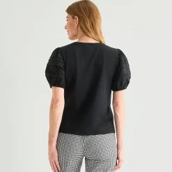 Liz Claiborne Womens Tall Round Neck Short Sleeve Blouse