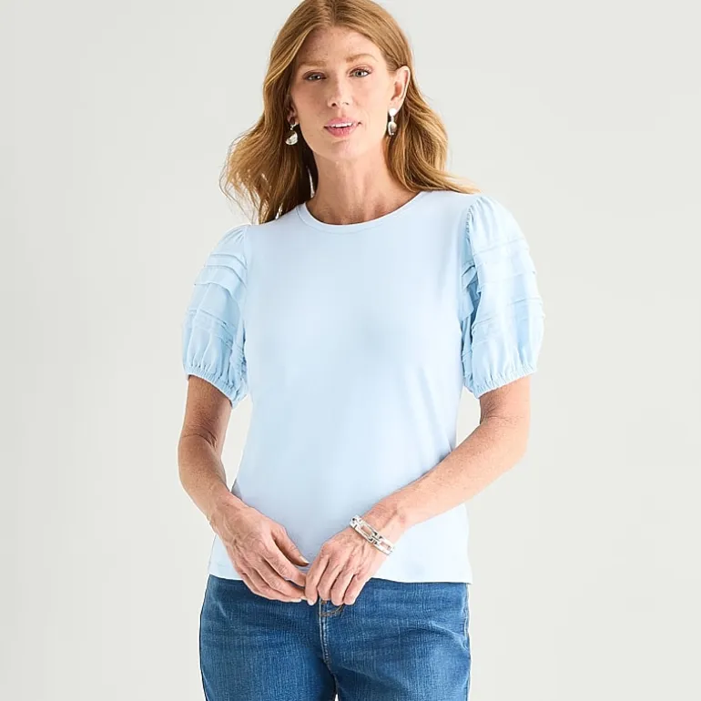 Liz Claiborne Womens Tall Round Neck Short Sleeve Blouse
