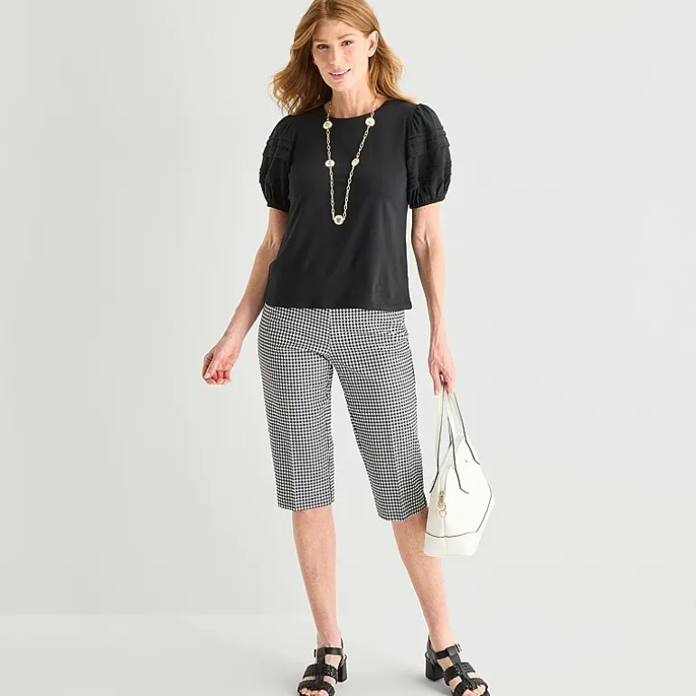 Liz Claiborne Womens Tall Round Neck Short Sleeve Blouse