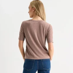 Liz Claiborne Womens Tall Short Sleeve Regular Fit Henley Shirt