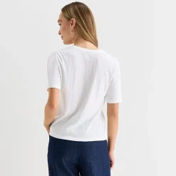 Liz Claiborne Womens Tall Short Sleeve Regular Fit Henley Shirt