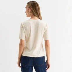 Liz Claiborne Womens Tall Short Sleeve Regular Fit Henley Shirt