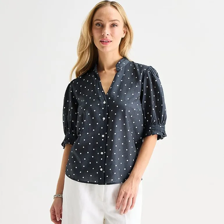 Liz Claiborne Womens Tall Short Sleeve Blouse