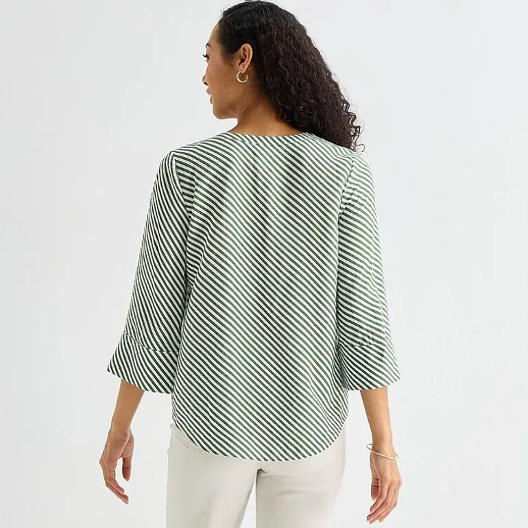 Liz Claiborne Womens Tall Split Crew Neck 3/4 Sleeve Blouse