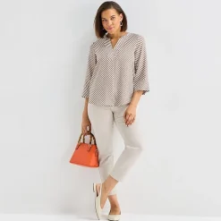 Liz Claiborne Womens Tall Split Crew Neck 3/4 Sleeve Blouse