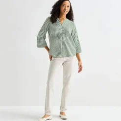 Liz Claiborne Womens Tall Split Crew Neck 3/4 Sleeve Blouse