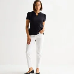 Liz Claiborne Womens Tall Split Crew Neck Short Sleeve T-Shirt