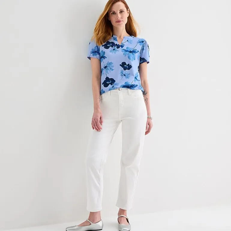 Liz Claiborne Womens Tall Split Crew Neck Short Sleeve T-Shirt