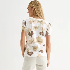Liz Claiborne Womens Tall Split Crew Neck Short Sleeve T-Shirt